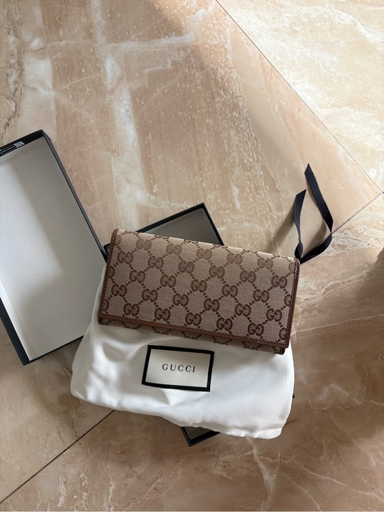 Gucci Handbags - Gucci Brown & Beige GG Monogram Continental Wallet